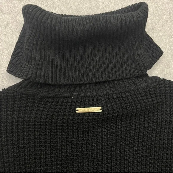 Womens Small Black Cotton Blend Oversized Knit Turtle Neck Sweater Minimalist - Picture 3 of 9